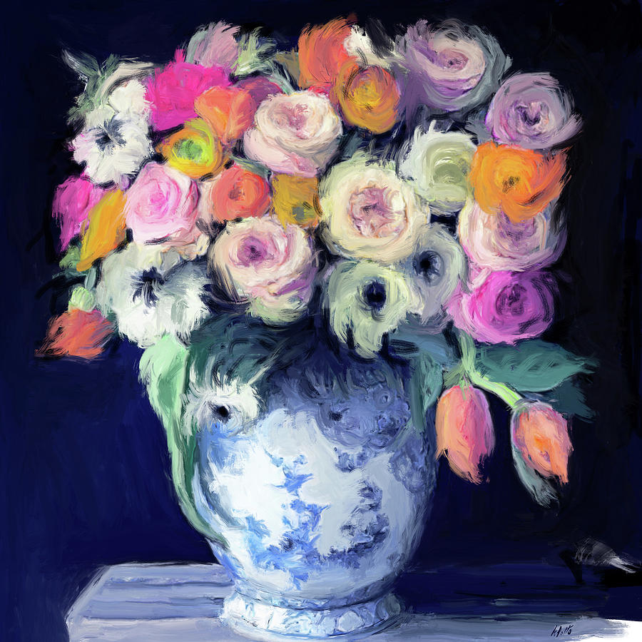 Rose Painting - Deep Blue Florabundance by Kimberly Potts