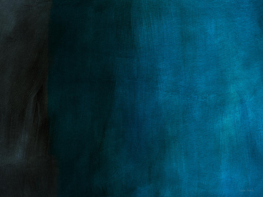Blue Mixed Media - Deep Blue Mood Horizontal- Abstract Art by Linda Woods by Linda Woods