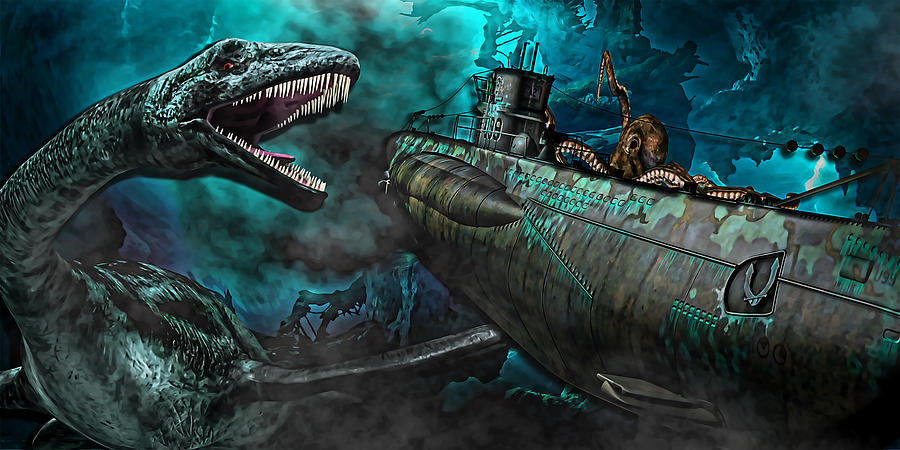 Dinosaur Digital Art - Deep Blue Sea by Imran Besic