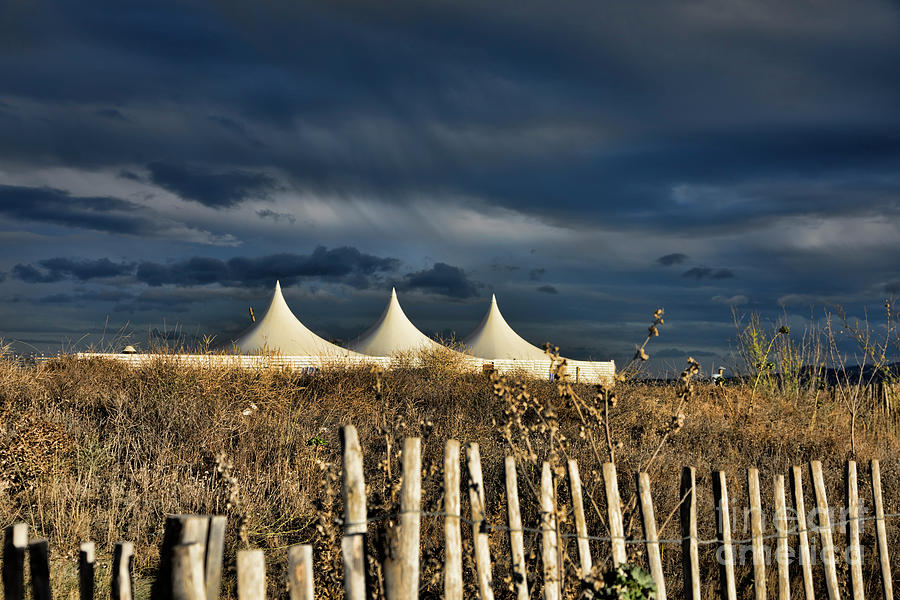 Deep Blue Sky Canet Beach Tents France  Photograph by Chuck Kuhn