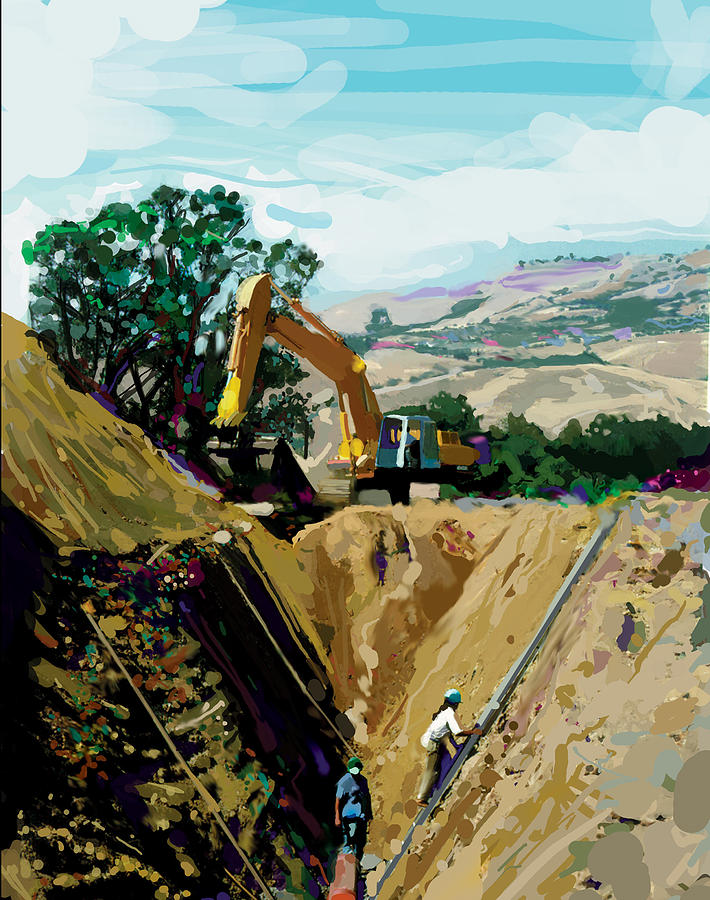 Bulldozers Painting - Deep Ditch by Brad Burns