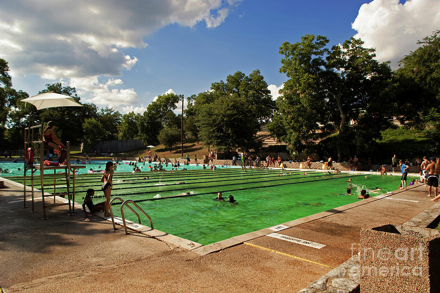 Summer Photograph - Deep Eddy Pool offers an Olympic size swimming pool for swimming laps in Austin, Texas, USA by Dan Herron