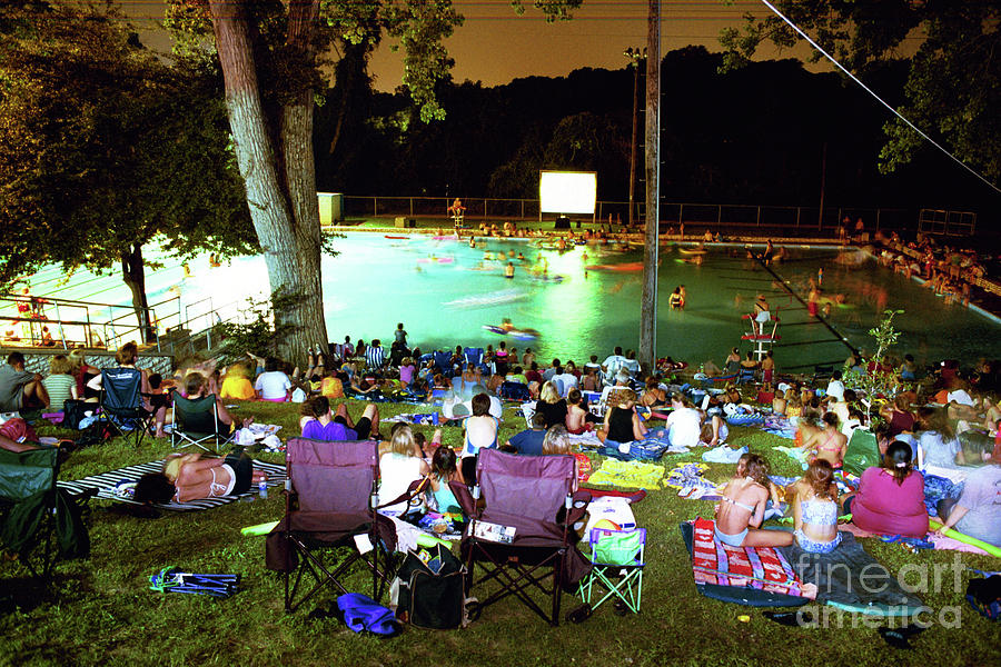 Summer Photograph - Deep Eddy Pool Splash Party Movie Night is a favorite Austin Fun Entertainment Activity, Austin, Texas, USA by Dan Herron