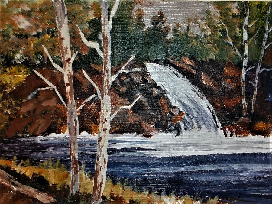 Deep Forest Waterfall Painting by Al Brown