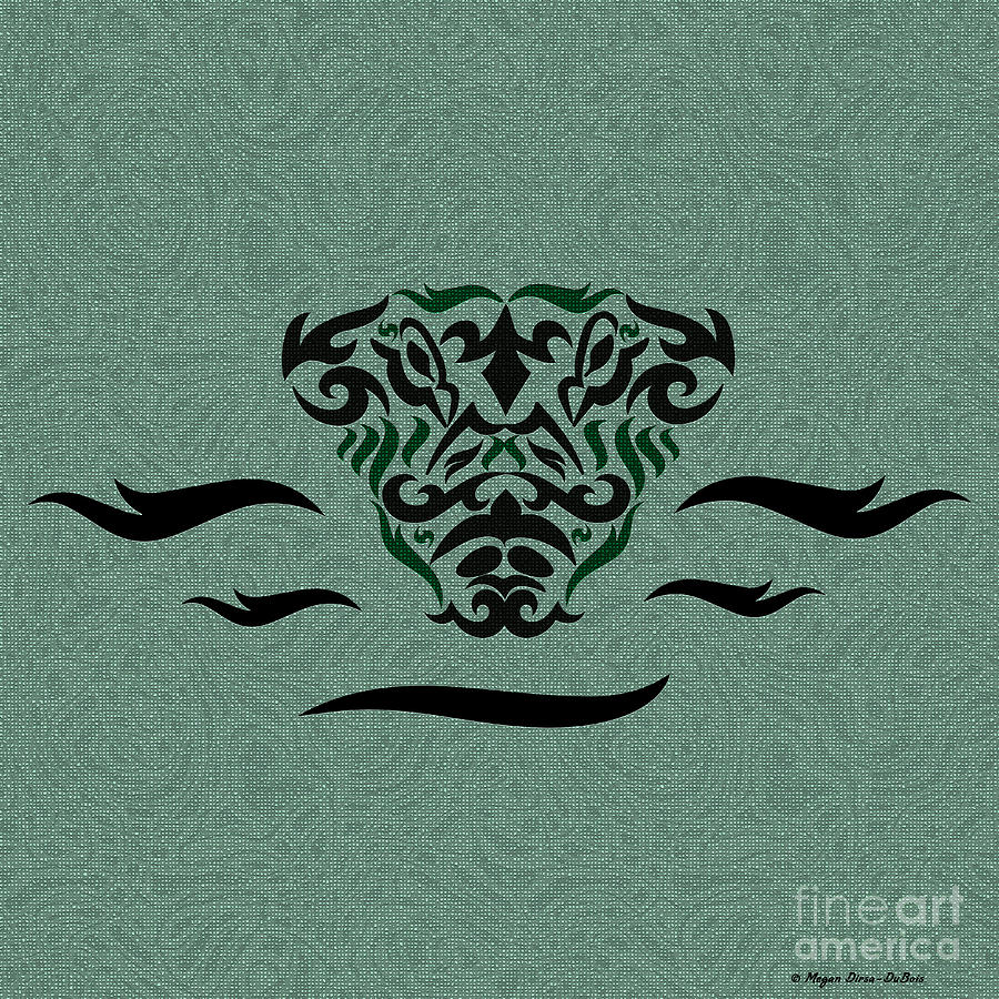 Deep Green Tribal Gator Digital Art by Megan Dirsa-DuBois