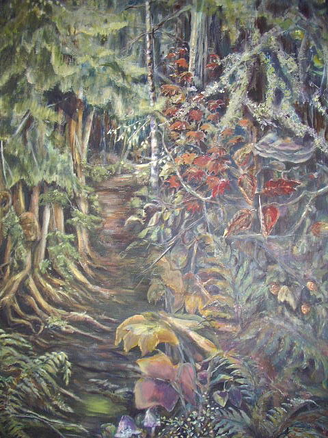 Pacific North West Painting - Deep In The Forest by KC Winters Pacific North West Painting - Deep In The Forest by KC Winters