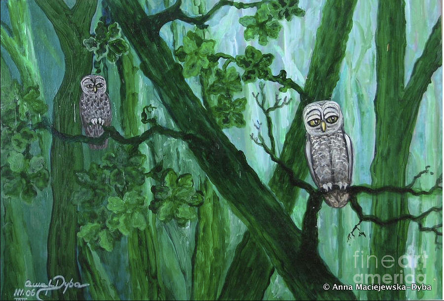Bird Painting - Deep in the Woods by Anna Folkartanna Maciejewska-Dyba