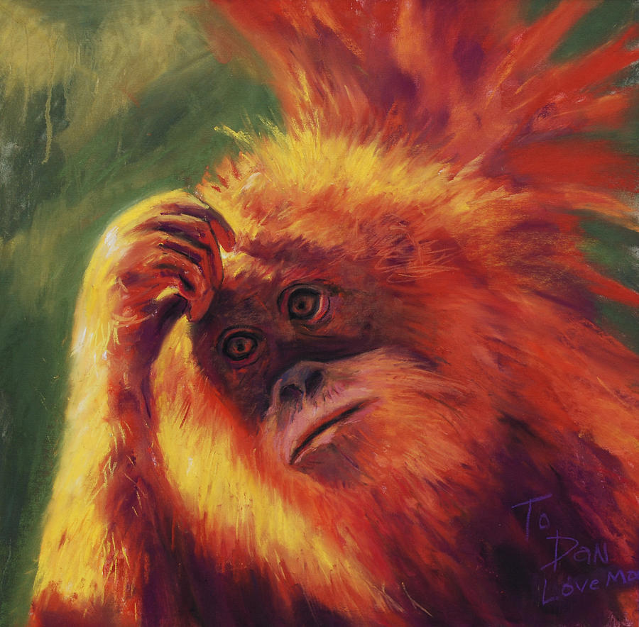 Ape Painting - Deep in Thought by Billie Colson
