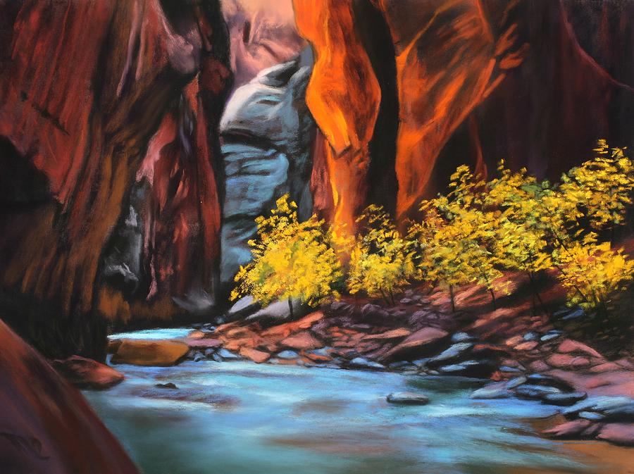 Deep in Zion Canyon Painting by Sandi Snead