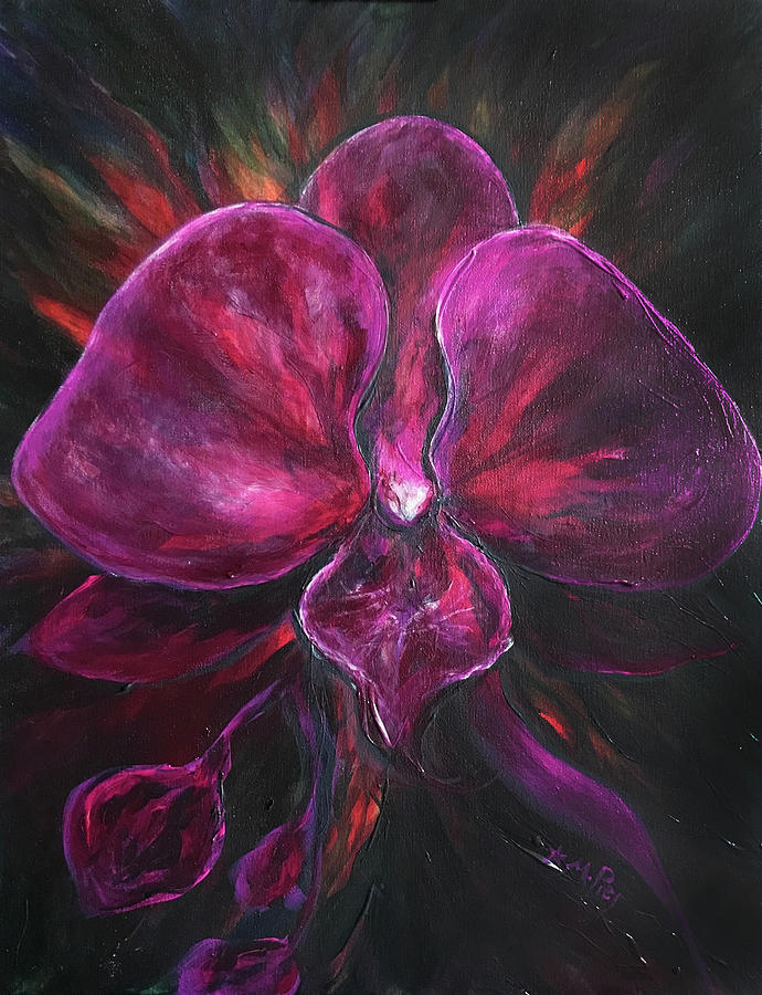 Deep Purple Orchid Painting by Michelle Pier