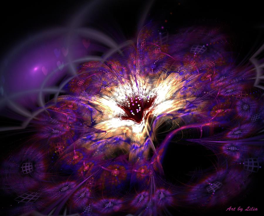 Deep Purple velvet Flower Digital Art by Lilia D
