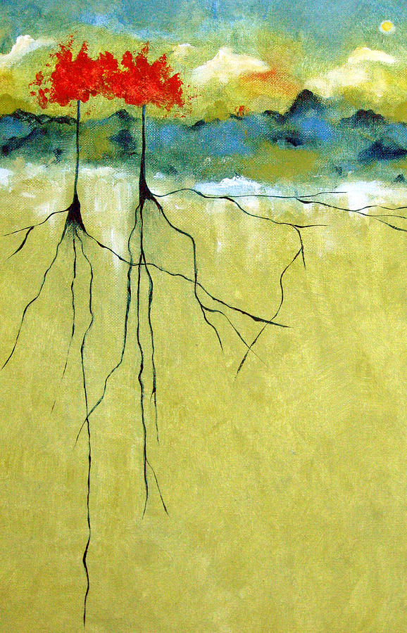 Abstract Painting - Deep Roots by Ruth Palmer