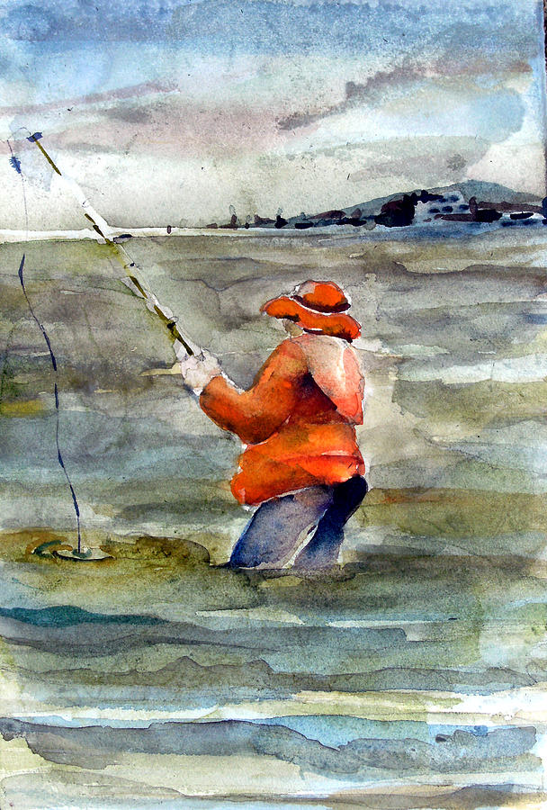 Fish Painting - Deep Sea Fisherman by Mindy Newman