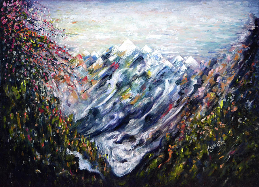 Deep Valleys of Himalayas Painting by Harsh Malik