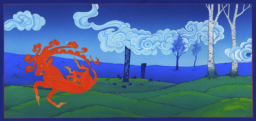 Shamanism Painting - Deer and Birch Trees by Nicholas Breeze Wood Shamanism Painting - Deer and Birch Trees by Nicholas Breeze Wood