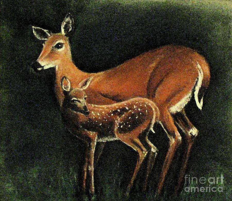 Gentle Deer Pastel by Hazel Holland