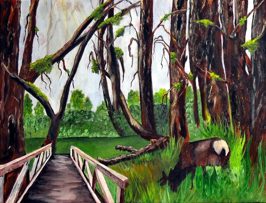 Deer Painting - Deer Bridge by Dia Spriggs