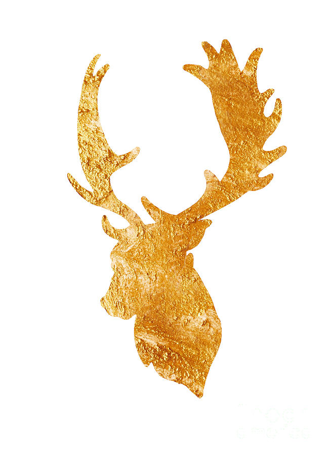 Deer Painting - Deer head silhouette drawing by Joanna Szmerdt