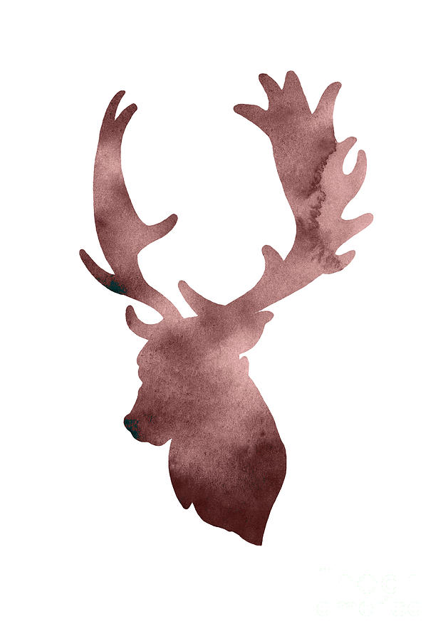 Abstract Painting - Deer head silhouette minimalist painting by Joanna Szmerdt