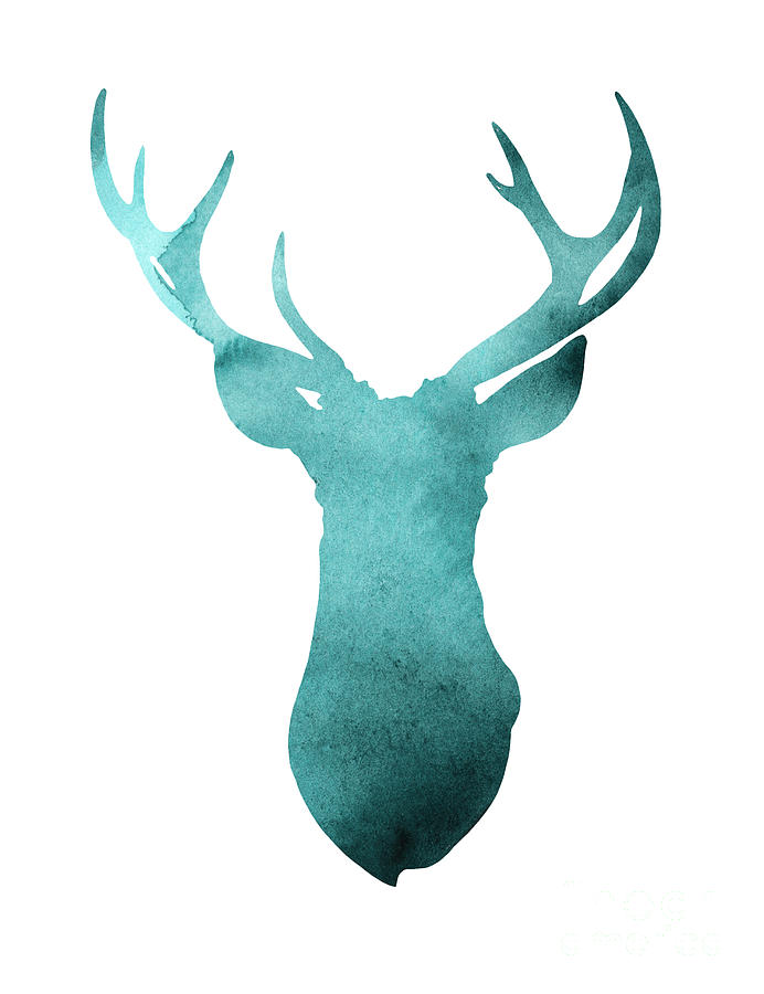 Deer Painting - Deer head watercolor giclee print by Joanna Szmerdt
