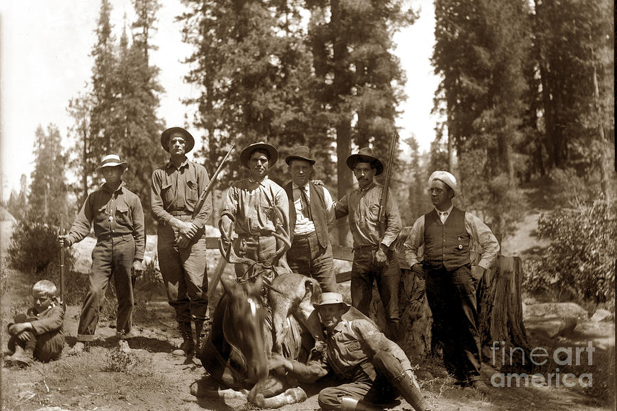 Pat Hathaway Photograph - Deer Hunters  With Rifles Circa 1917 by Monterey County Historical Society