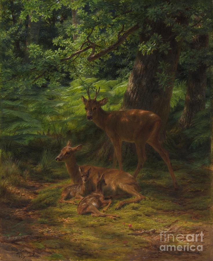 Deer in Repose Painting by Rosa Bonheur