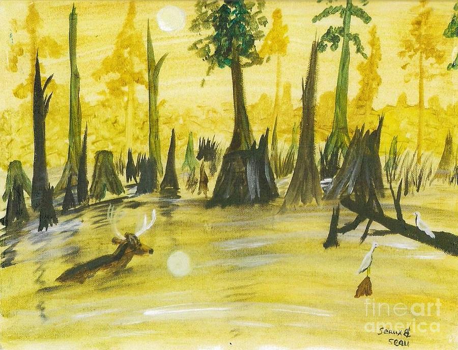 Deer in Swamp Painting by Seaux-N-Seau Soileau