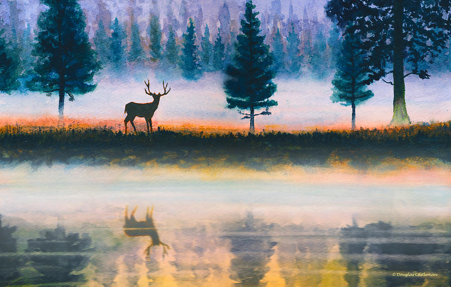 Deer Morning Painting by Douglas Castleman