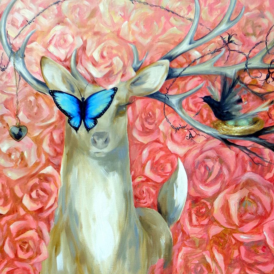 Deer To My Heart, square crop Painting by Dina Dargo