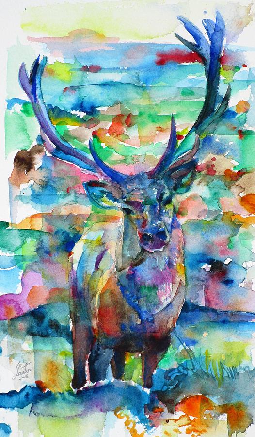 DEER - watercolor painting Painting by Fabrizio Cassetta