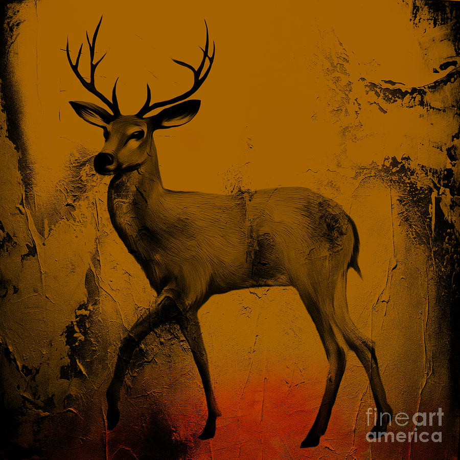 Deer With Big Horn Painting by Gull G