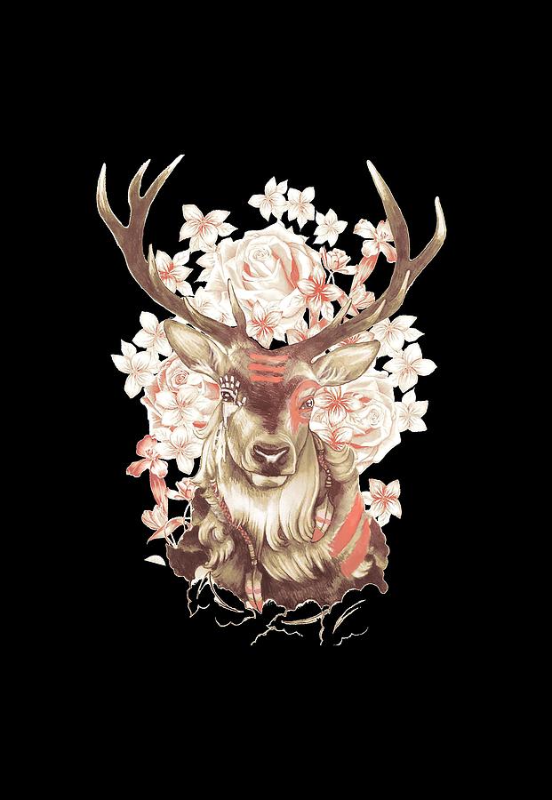 Deer with Flowers by Desi Mervina