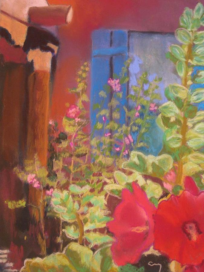 Dees Hollyhocks Pastel by Constance Gehring