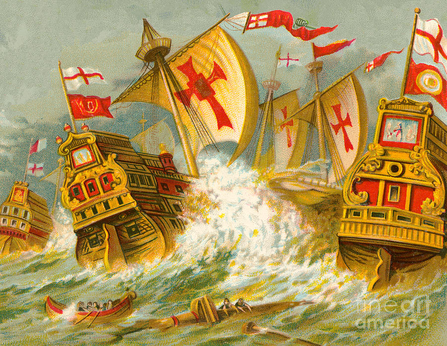 Defeat Of The Spanish Armada Painting By English School Pixels   Defeat Of The Spanish Armada English School 