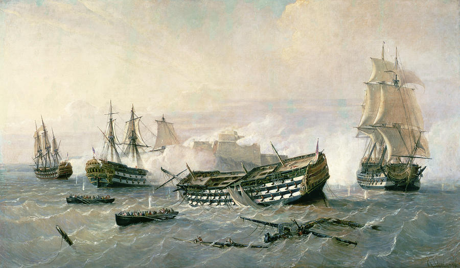 Boat Painting - Defence of the Havana Promontory  by Rafael Monleon y Torres
