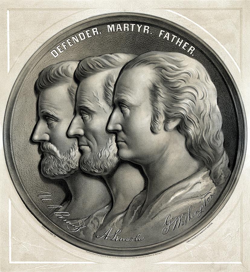 Grant Lincoln and Washington - Defender Martyr Father Painting by War Is Hell Store