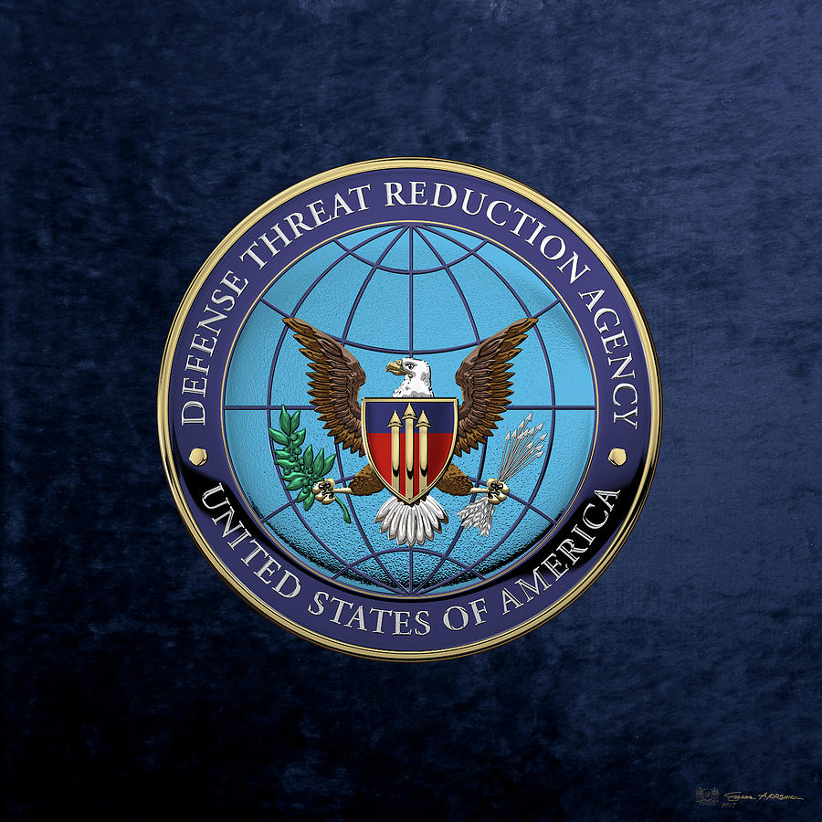 Defense Threat Reduction Agency -  D T R A  Seal over Blue Velvet Digital Art by Serge Averbukh