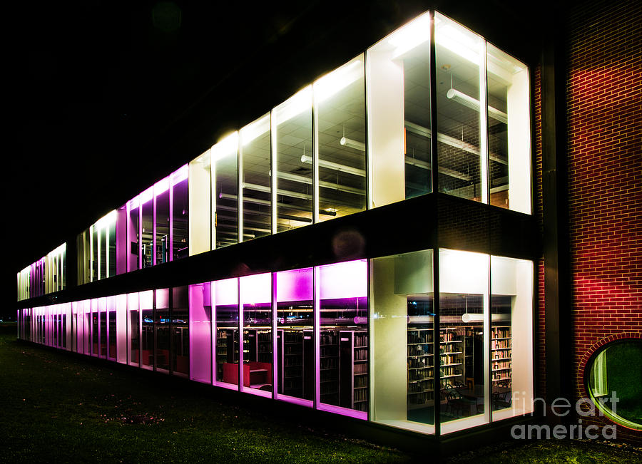 Defiance College Library Night Time Photograph by Michael Arend