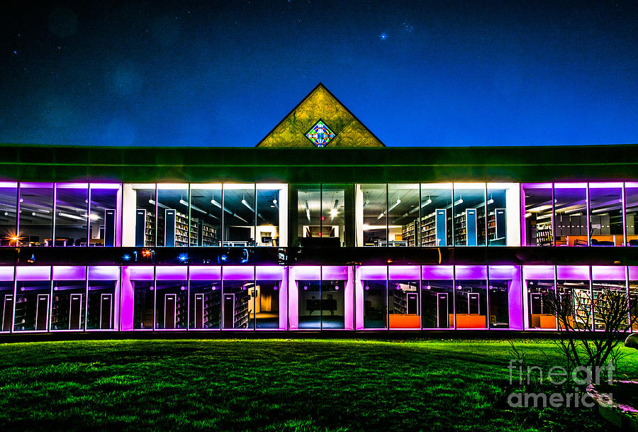 Defiance College Library Night View Photograph by Michael Arend