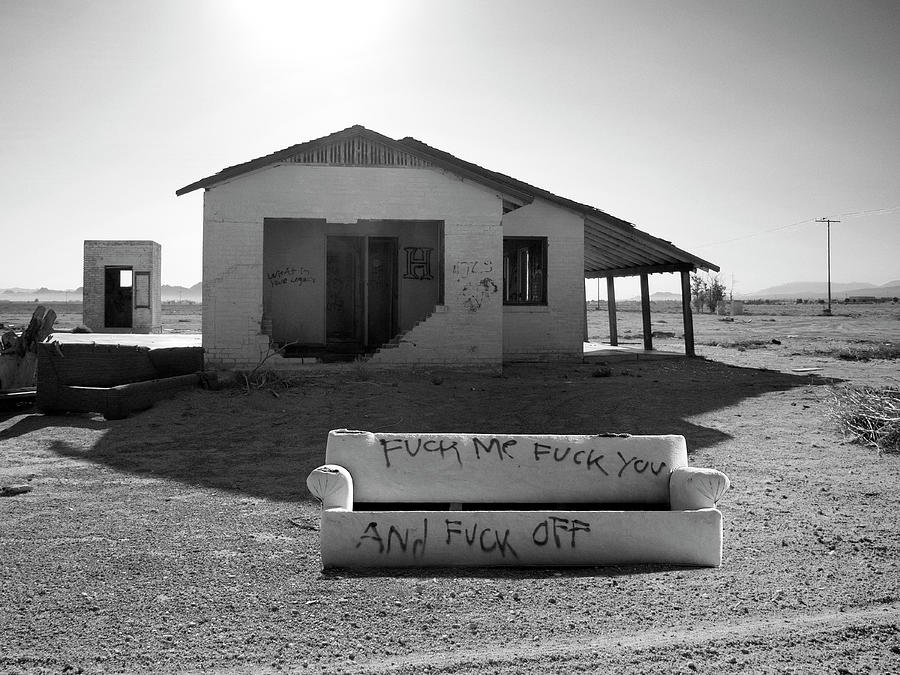 DEFINITIVE STATEMENT Get The F Off My Dirt Lawn Yucca Valley CA Photograph by William Dey