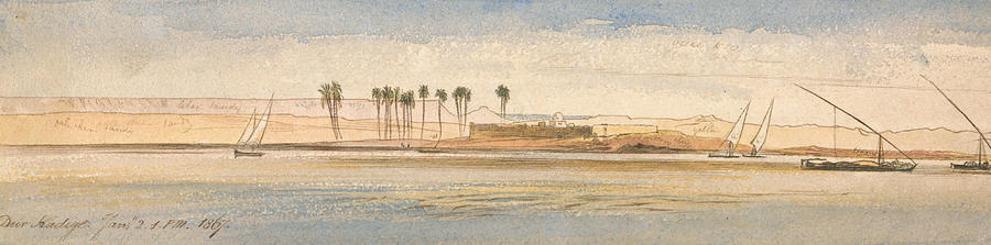 Deir Kadige, 1 p.m., January 2, 1867 Drawing by Edward Lear