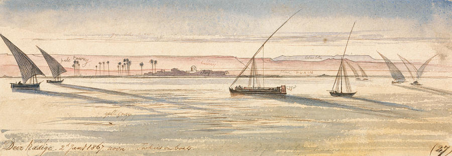Deir Kadige, noon., January 2, 1867 Drawing by Edward Lear