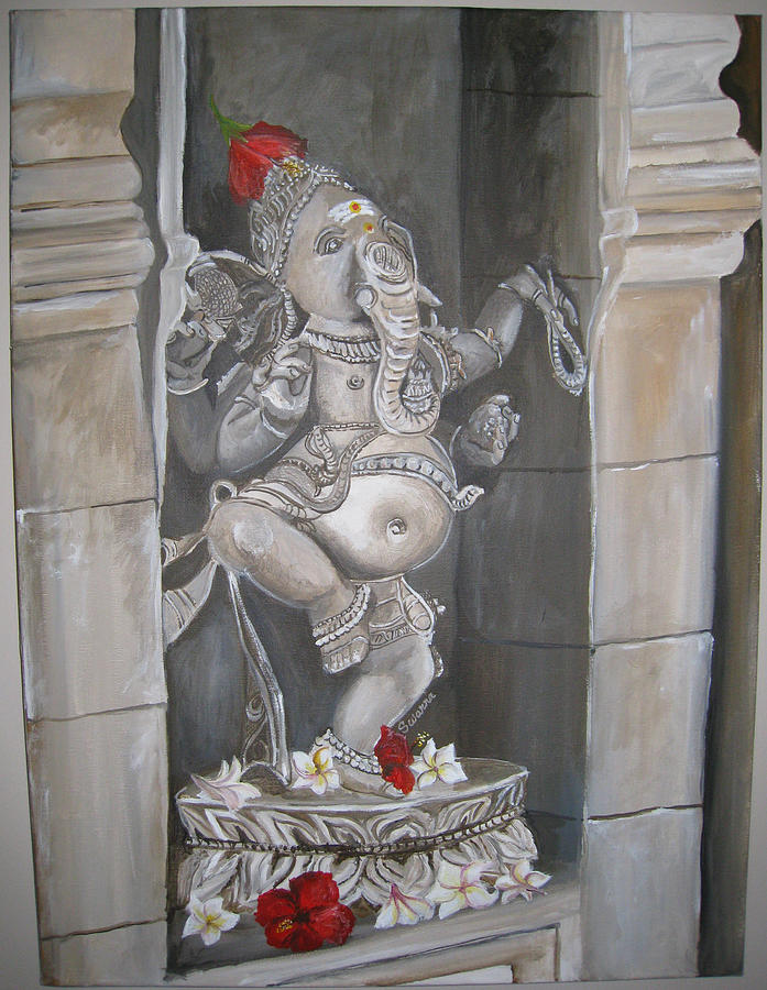 Architecture Painting - Deity in niche by Swarna Sitaraman