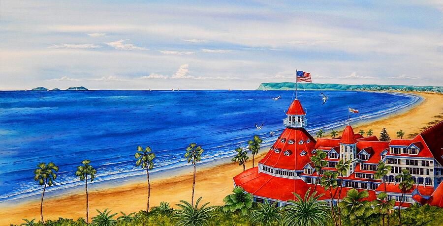 Hotel Del Coronado Panorama Painting by John YATO