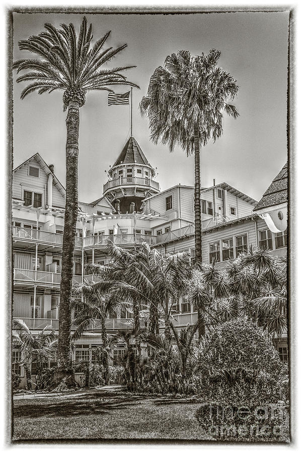 Del Coronado Victorian Hotel Tower BW Photograph by David Zanzinger
