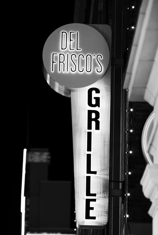 Del Friscos Neon BW Photograph by Rospotte Photography