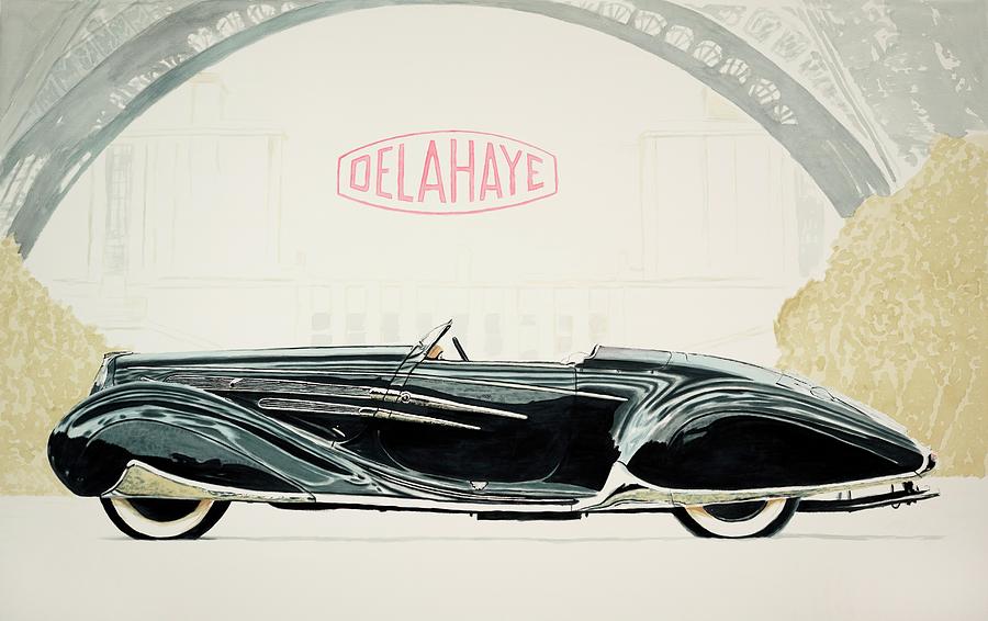 Delahaye at the Eiffel Painting by Richard Lewis - Fine Art America