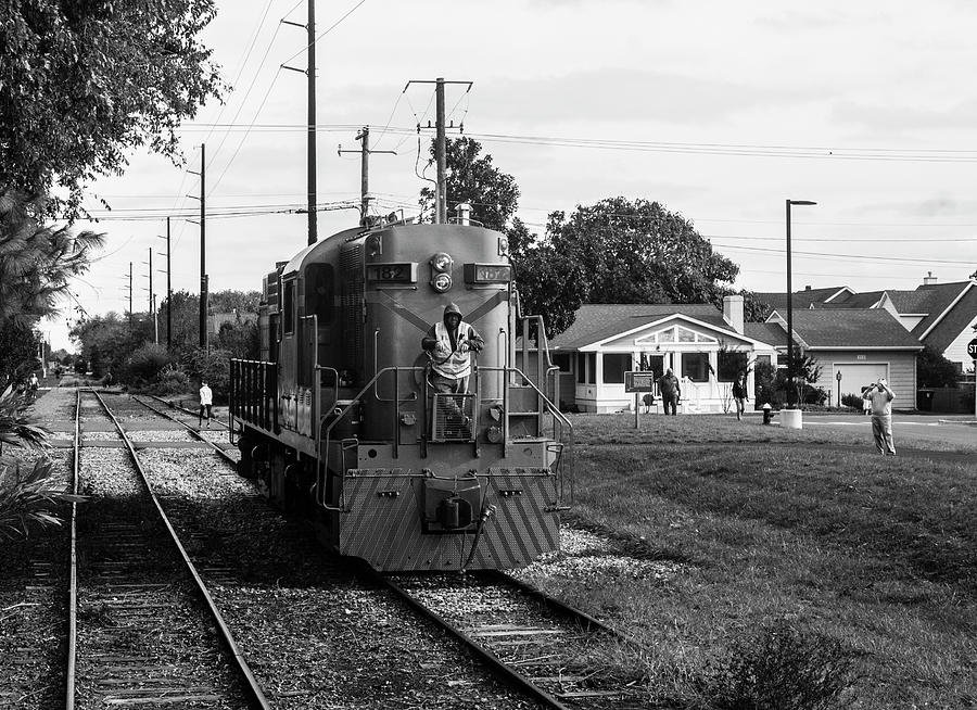 Black And White Photograph - Delaware Coast Line Railroad - The Final Run by Andrew Craun
