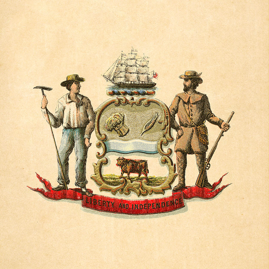 Delaware Historical Coat of Arms circa 1876 Digital Art by Serge Averbukh