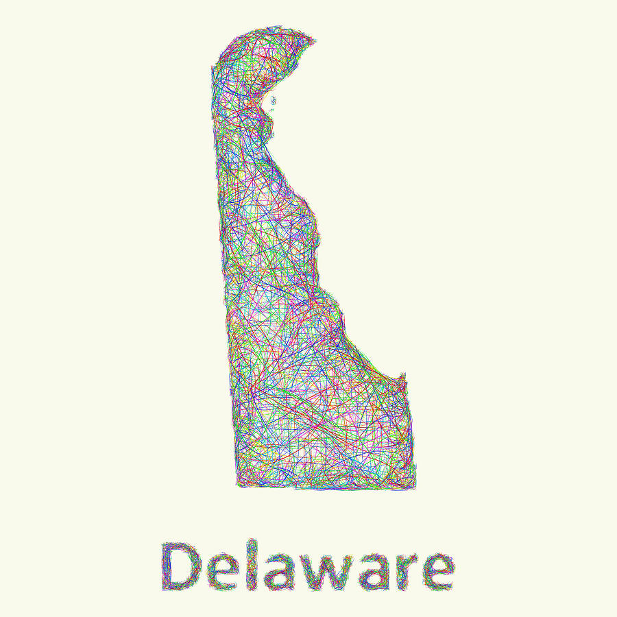 Delaware Map Digital Art - Delaware line art map by David Zydd Delaware Map Digital Art - Delaware line art map by David Zydd